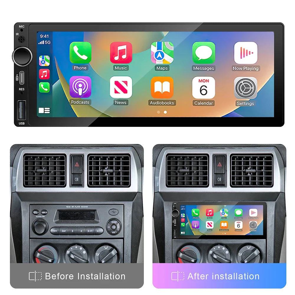 Pantalla Multimedia 1 DIN IPS 6.9” con CarPlay y Android Auto